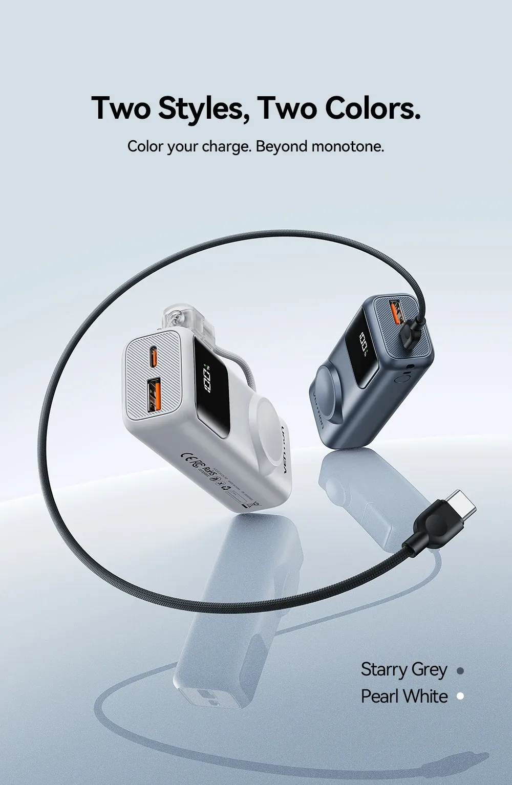 벤션 10000mAh 마그네틱 무선 미니 보조배터리 23W