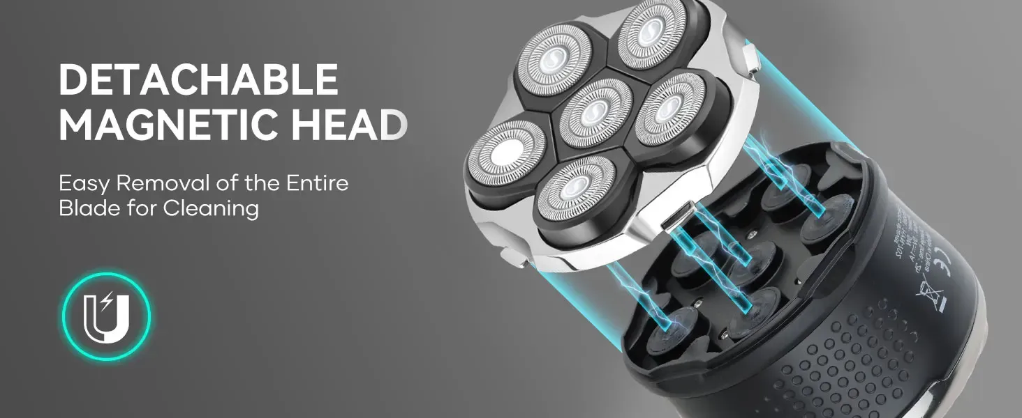 IPX8 방수 6D 플로팅 헤드 전기면도기