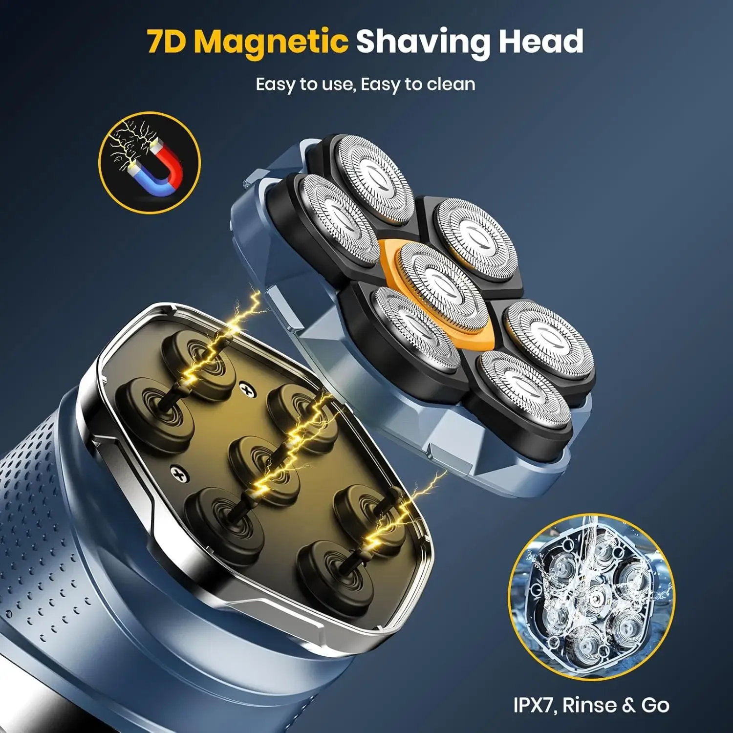 IPX7 마그네틱 7D 두피 전기면도기