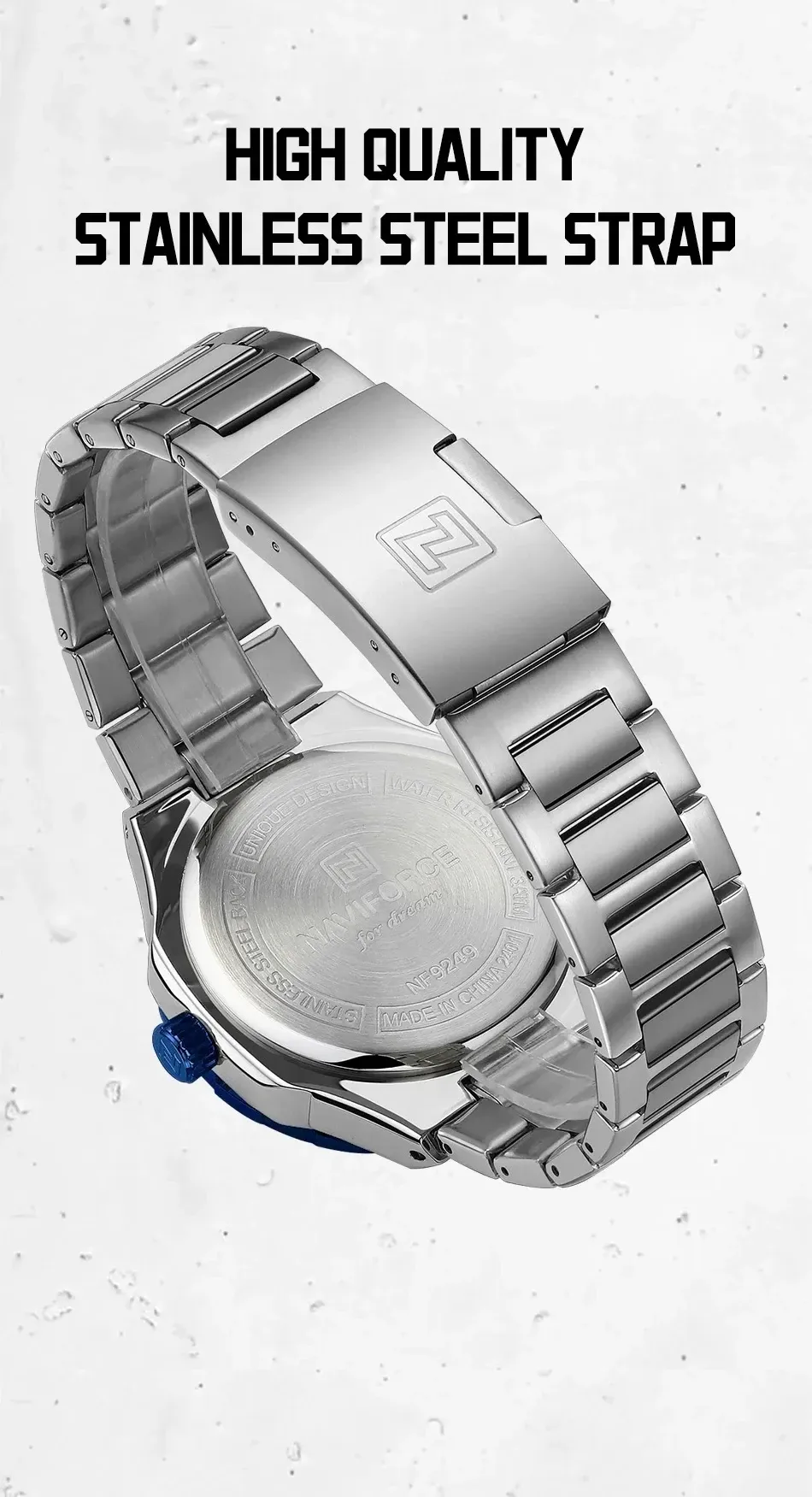 네비포스 NF9249 스틸 비즈니스 캘린더 쿼츠 시계