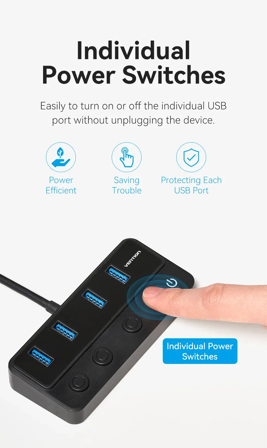 벤션 USB 3.0 5포트 개별 스위치 허브