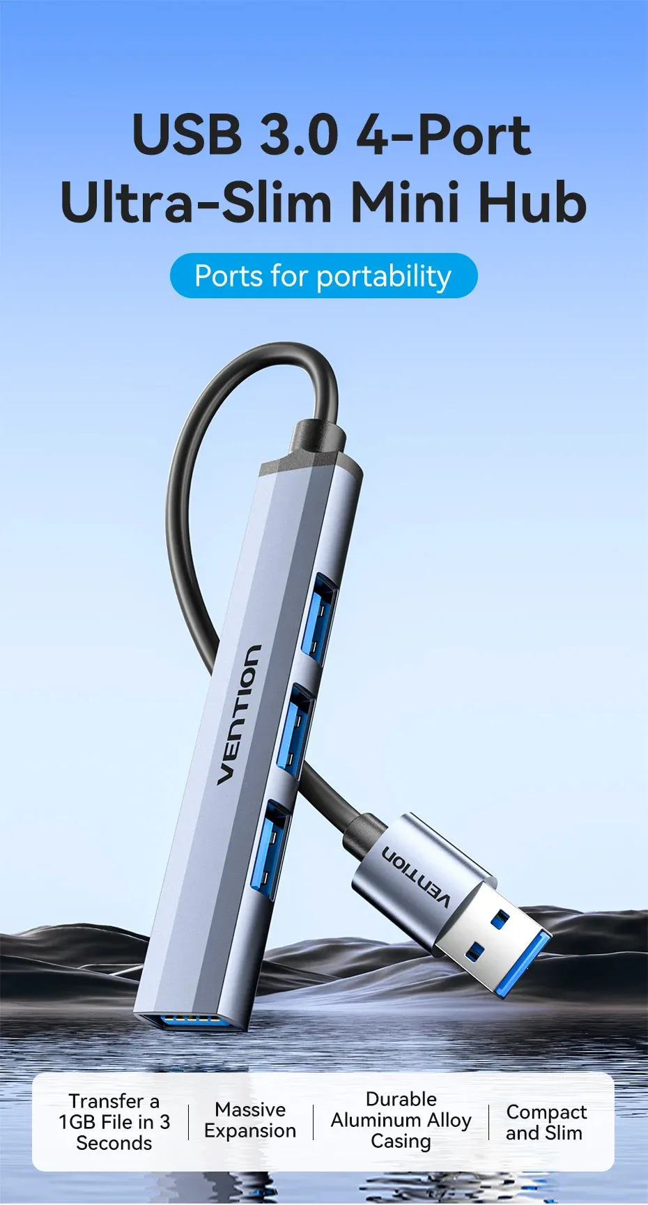 벤션 4포트 USB 3.0 멀티 허브 OTG 어댑터