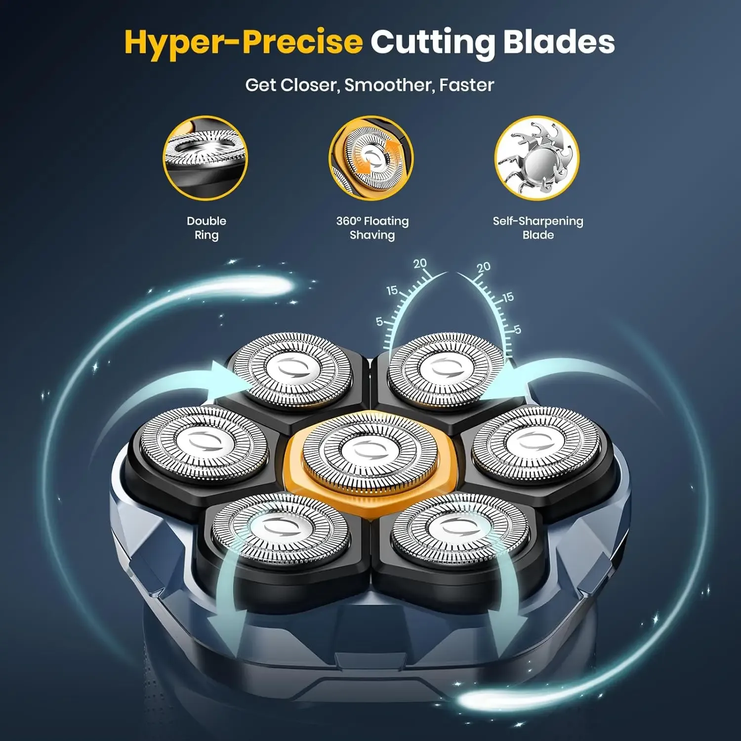 7D 마그네틱 방수 두피 전기면도기