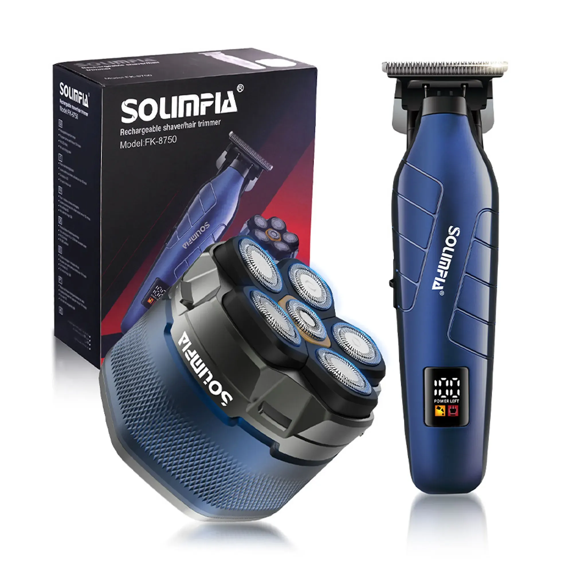 솔림피아 6중 블레이드 휴대용 전기 두피·수염 트리머 세트