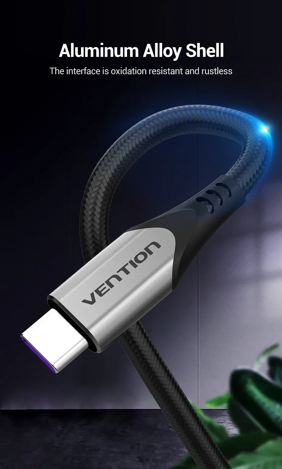 벤션 5A USB-A to USB-C 고속 충전 데이터 케이블