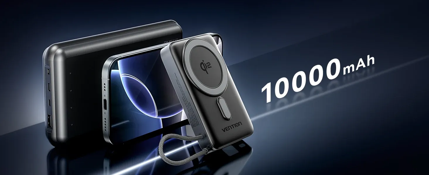 벤션 Qi2 마그네틱 1만mAh 35W 내장 케이블 보조배터리