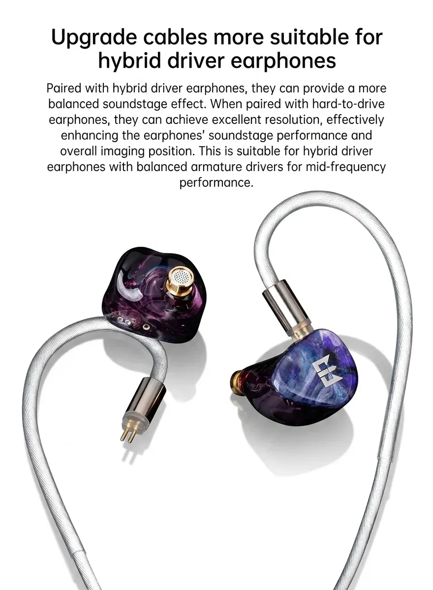 כבל אוזניות KZ TRI Grace Pro 2 כסוף