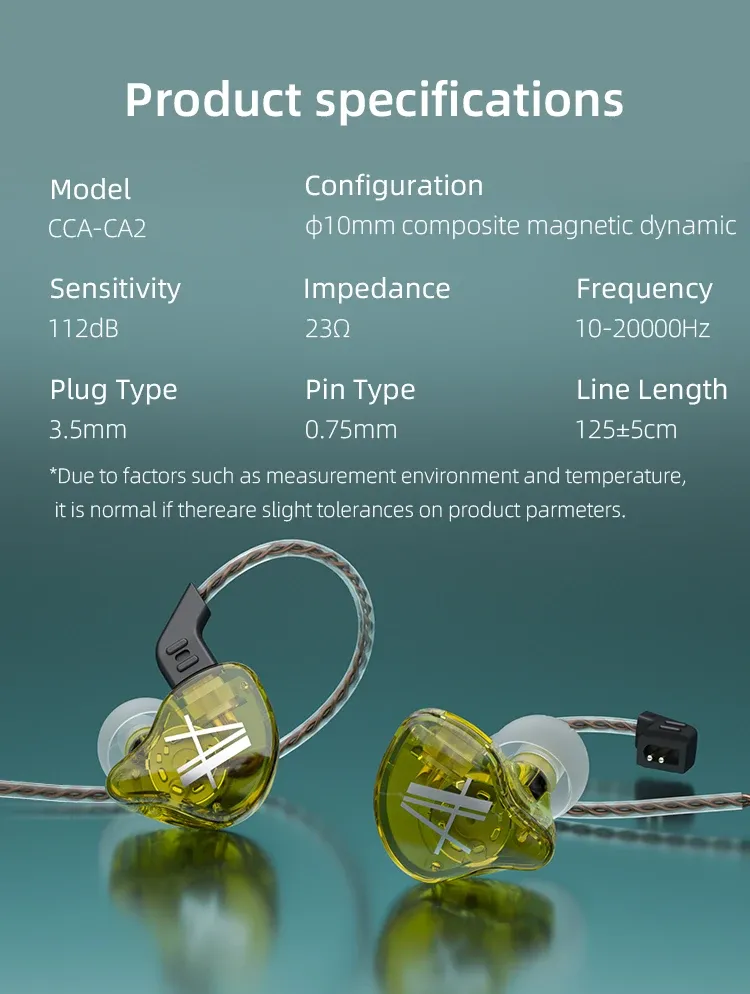 KZ CA2 유선 하이파이 베이스 인이어 이어버드