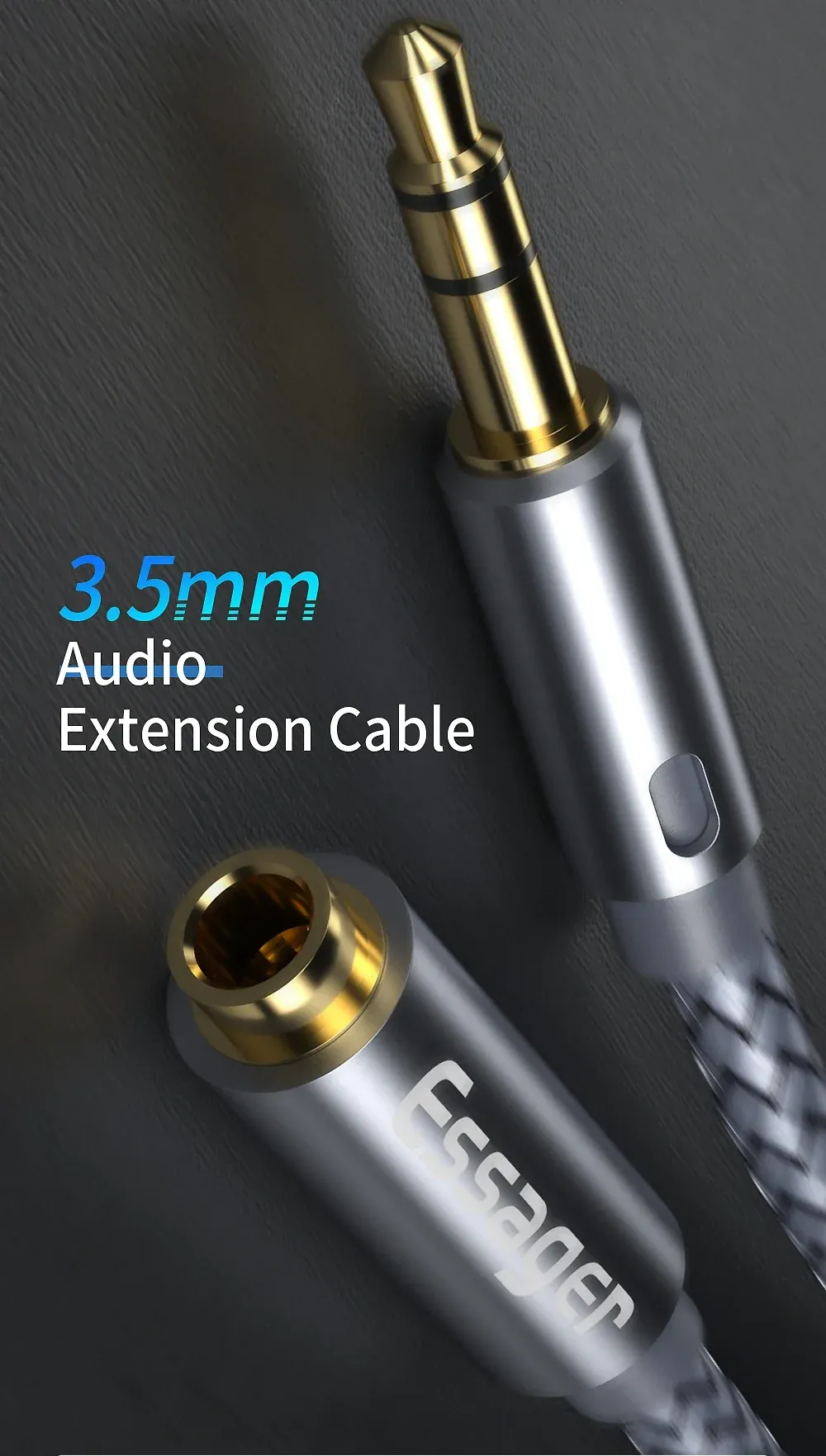 Essager 3.5mm AUX 암수 연장 어댑터 케이블