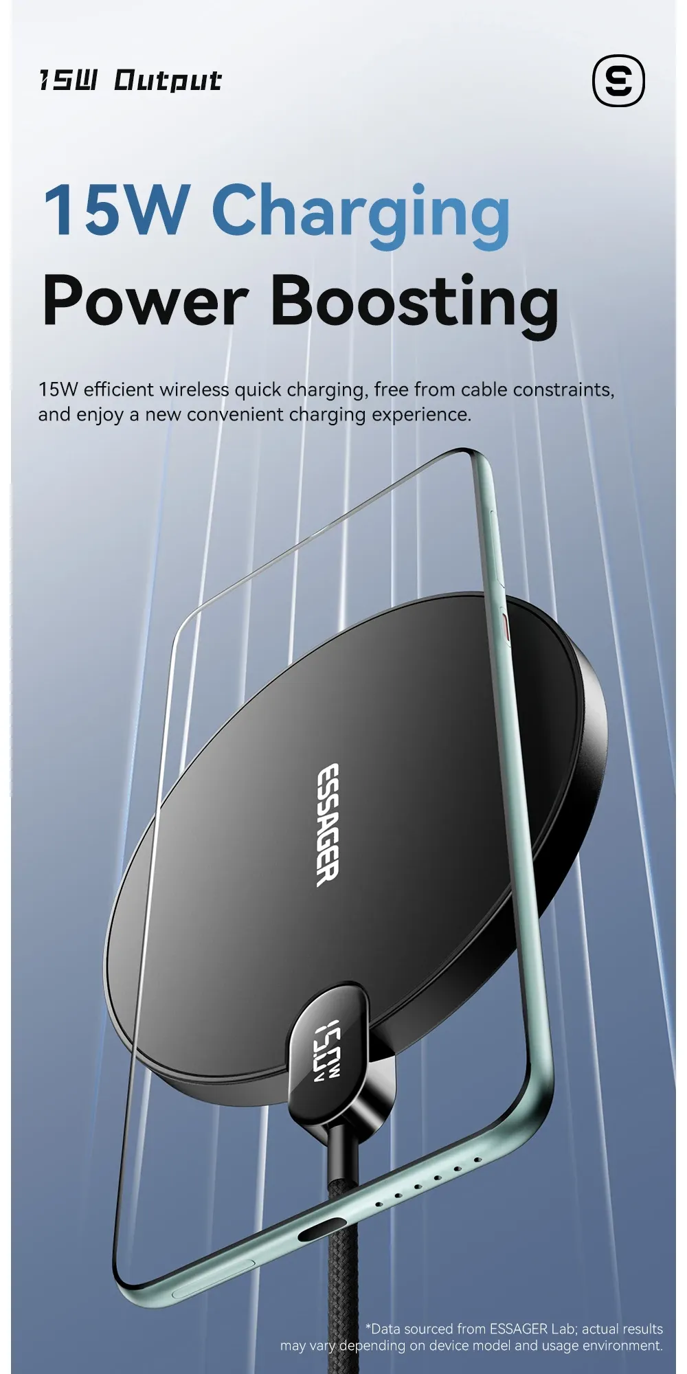 에사가 15W LED 디스플레이 무선 충전 패드