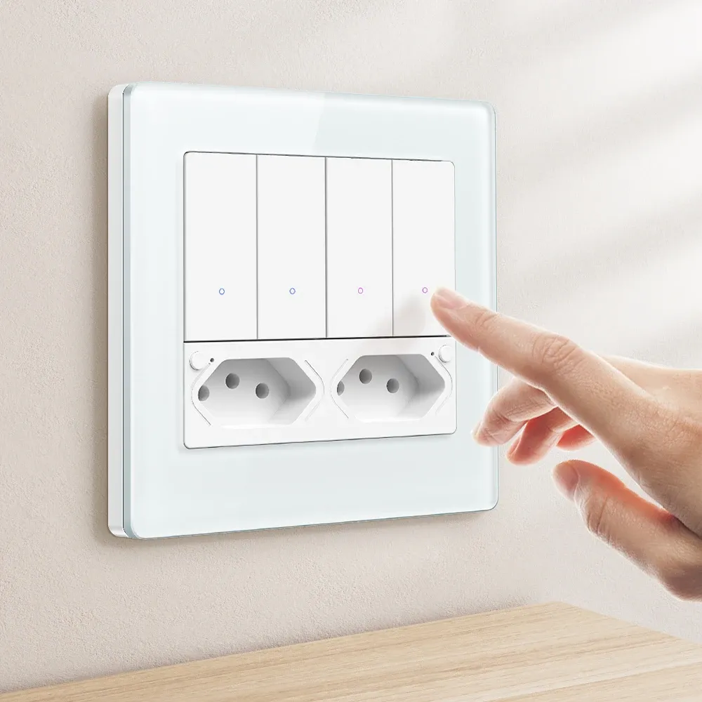 아바토 브라질형 4구 Wi‑Fi 벽스위치·콘센트 세트