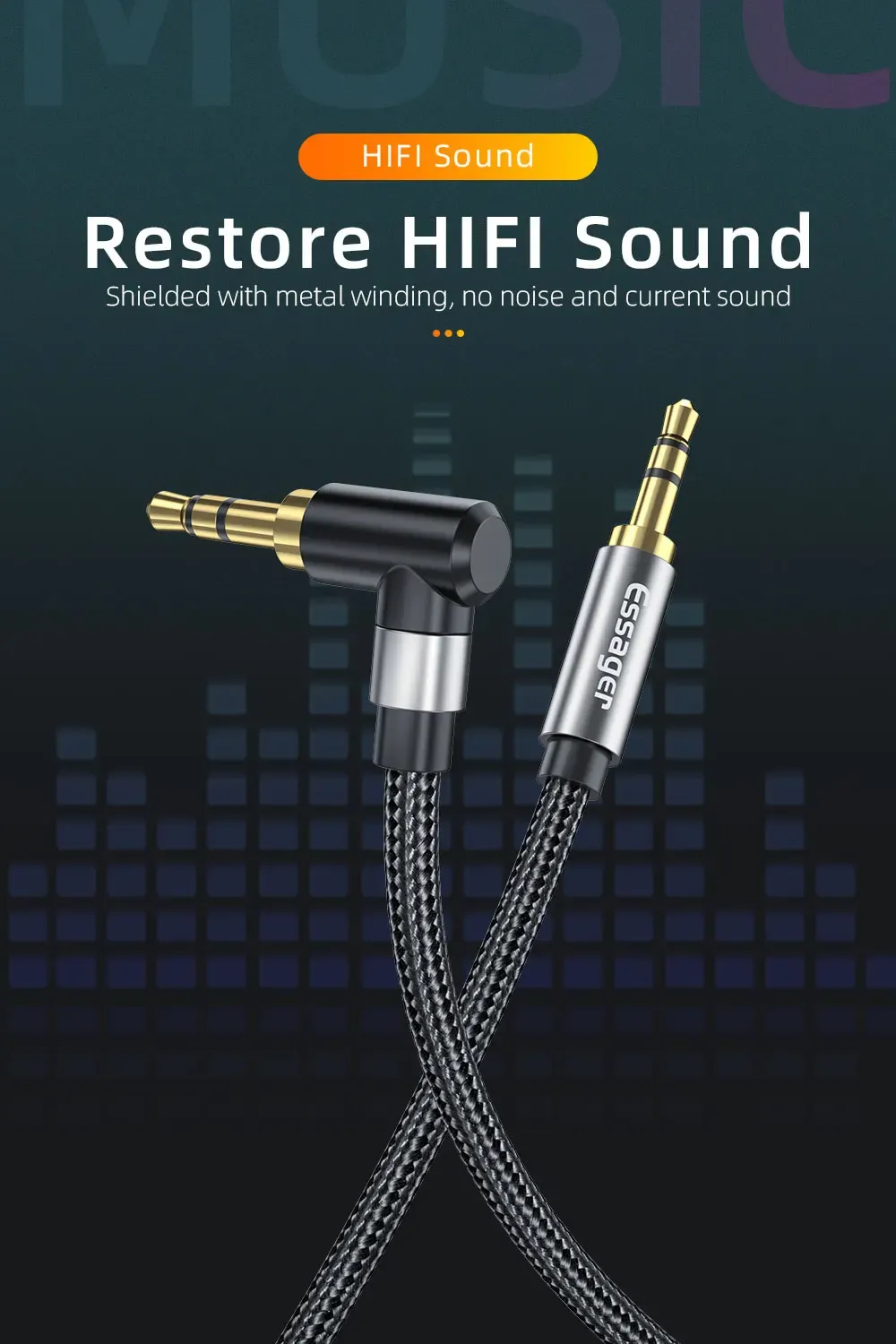 에사가 3.5mm AUX 남성-남성 오디오 연장 케이블