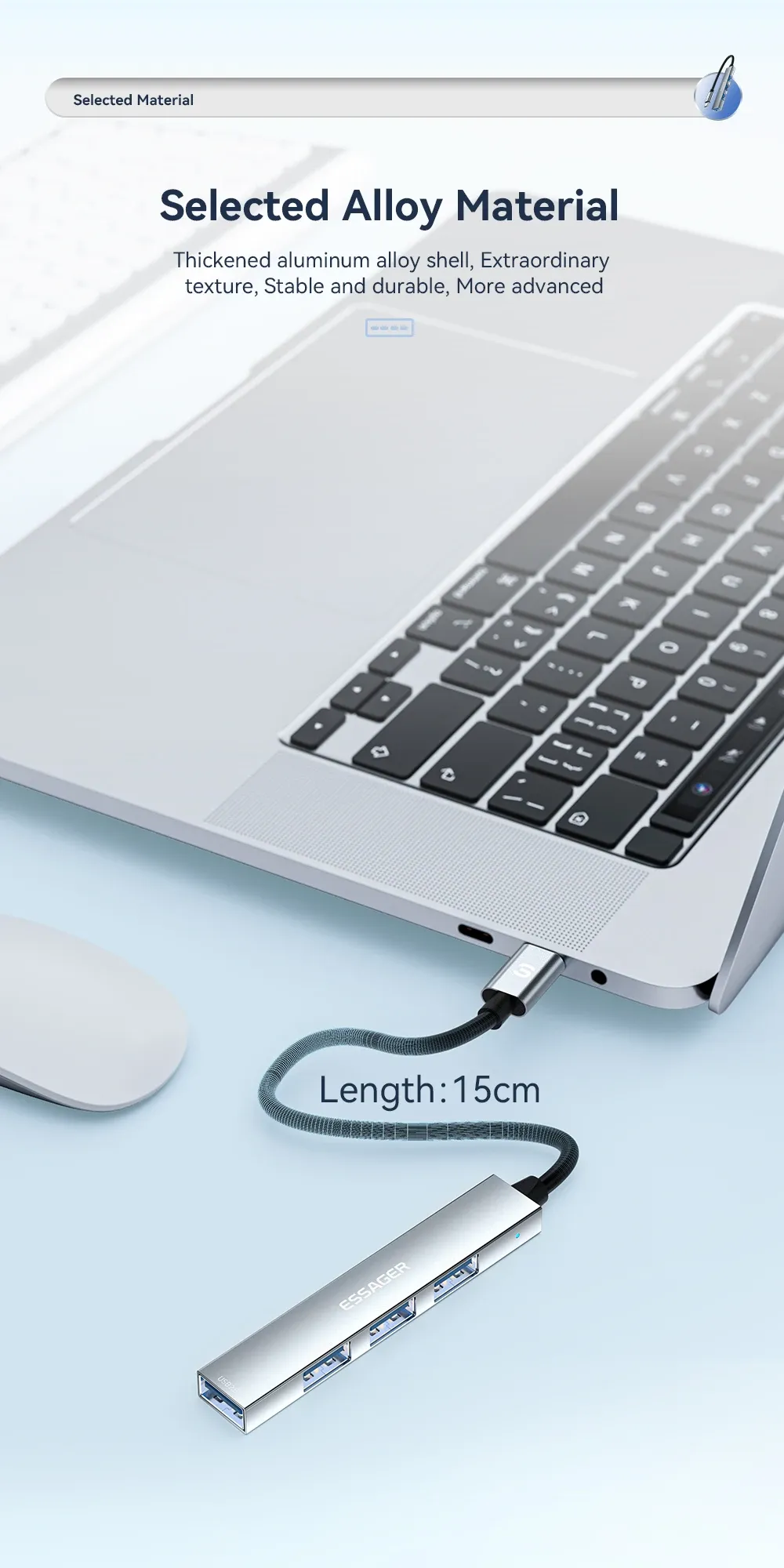 Essager 4포트 USB-C 허브 미니 멀티 어댑터