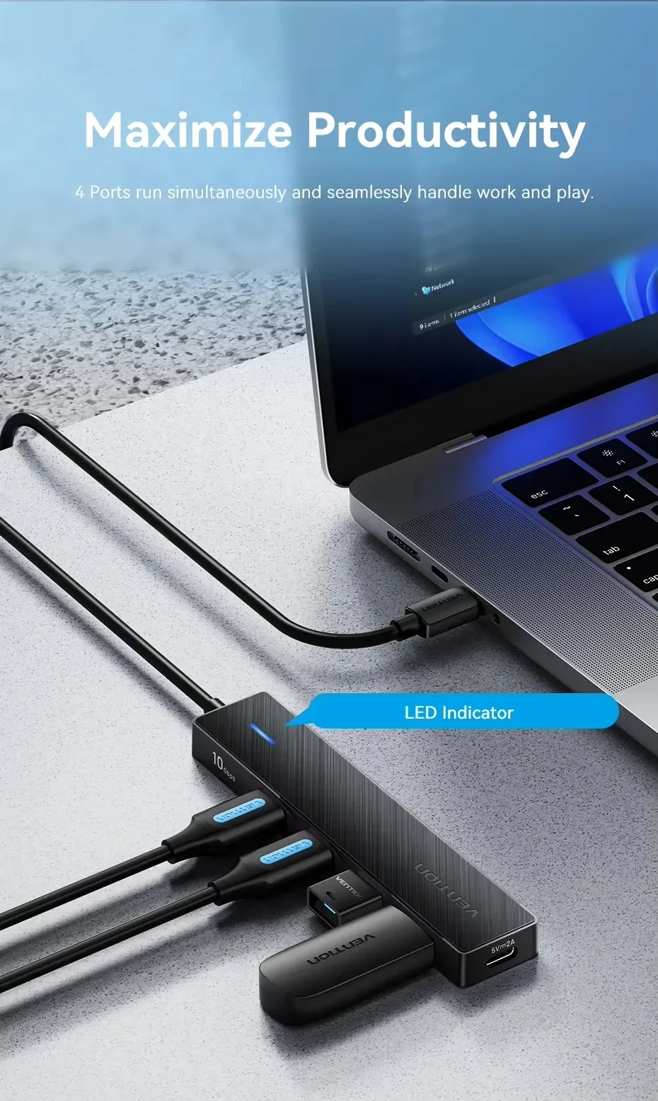 벤션 USB-C 10Gbps 4포트 멀티 허브