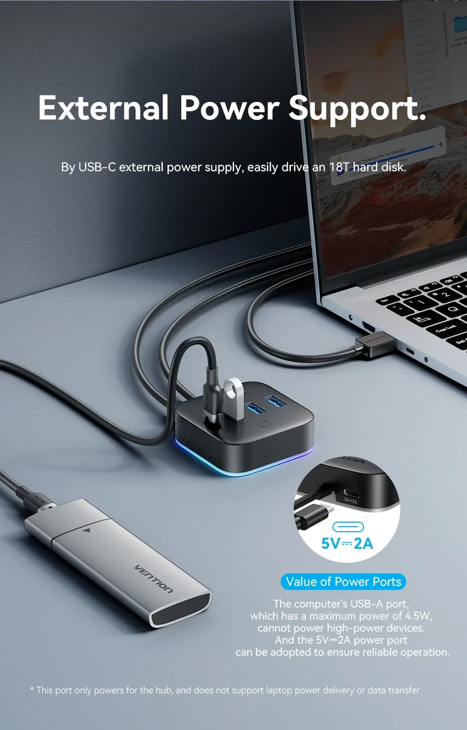 벤션 데스크탑 USB 3.0·USB-C RGB 확장 허브