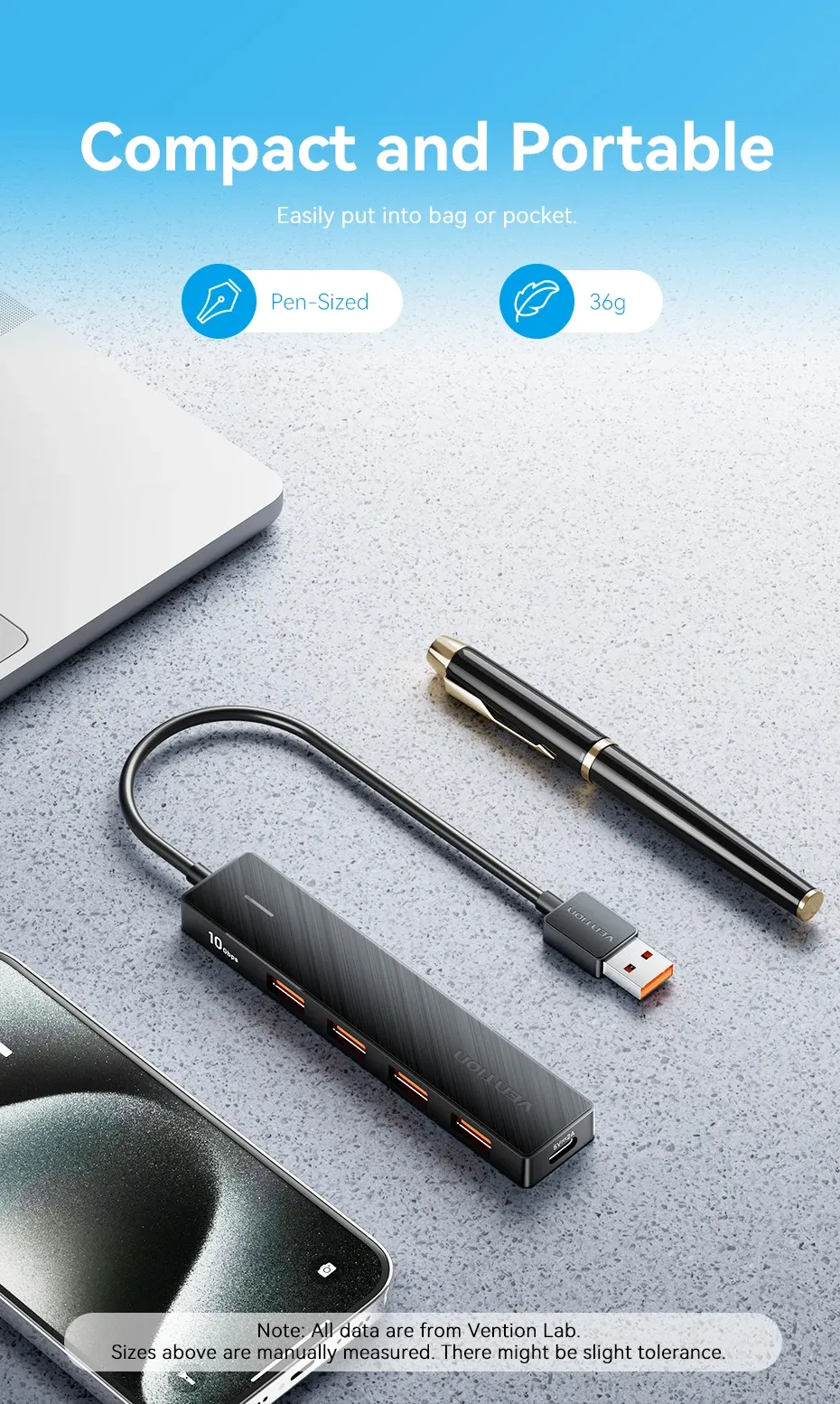 벤션 USB 3.2 Gen2 5포트 10Gbps 멀티 허브