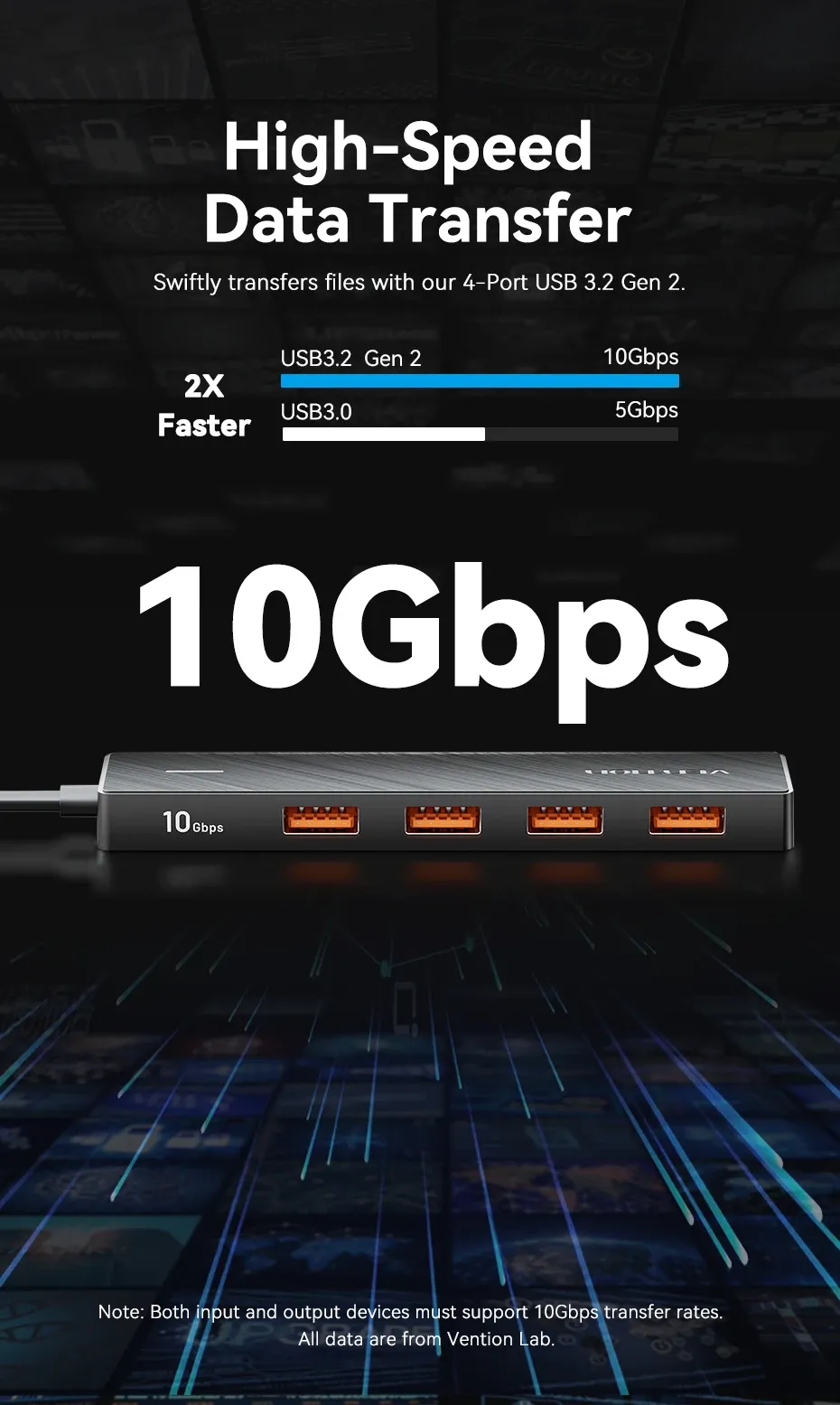 벤션 USB 3.2 Gen2 5포트 10Gbps 멀티 허브
