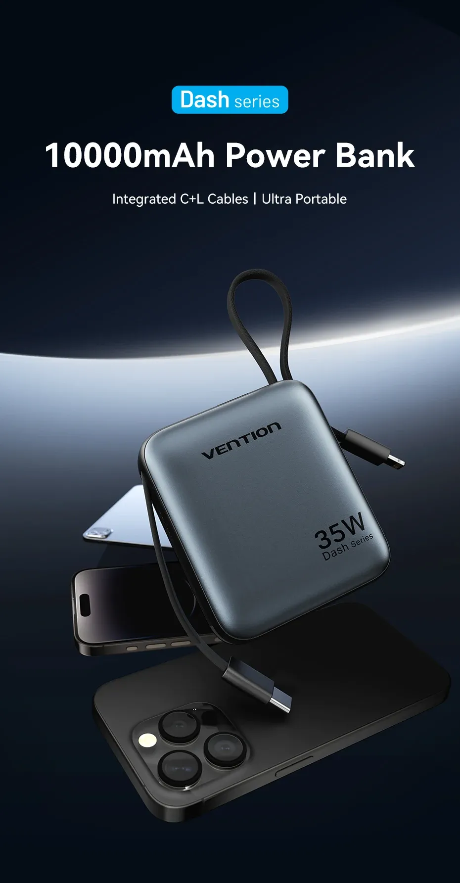 벤션 10000mAh PD 35W 미니 디지털 보조배터리