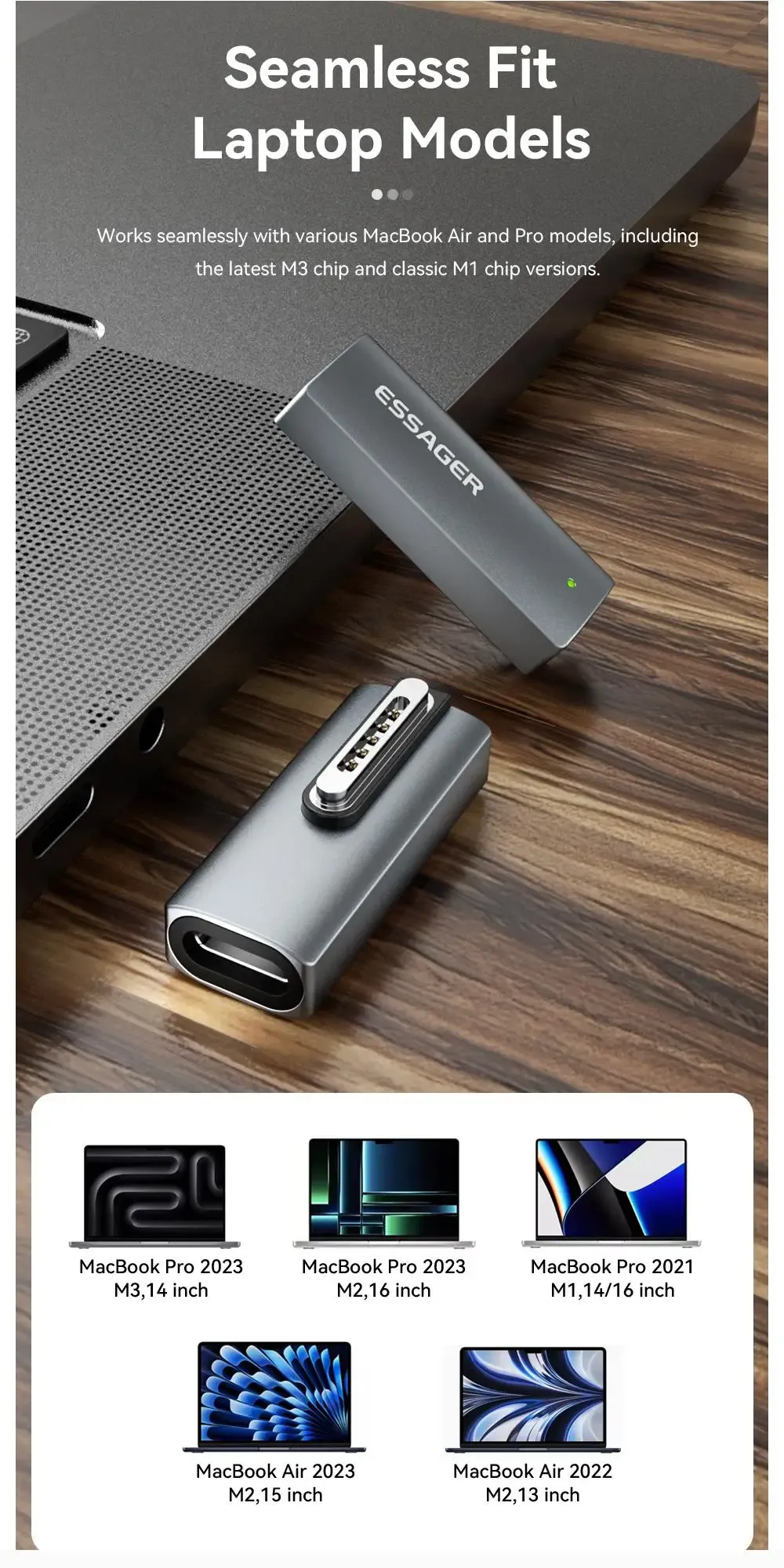 Essager 맥세이프형 C타입 140W PD 마그네틱 어댑터