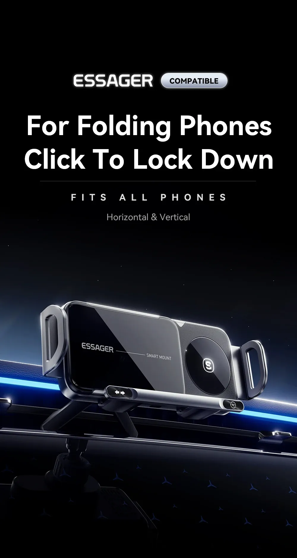 에사저 15W 듀얼코일 원터치 회전 차량용 무선 충전 거치대