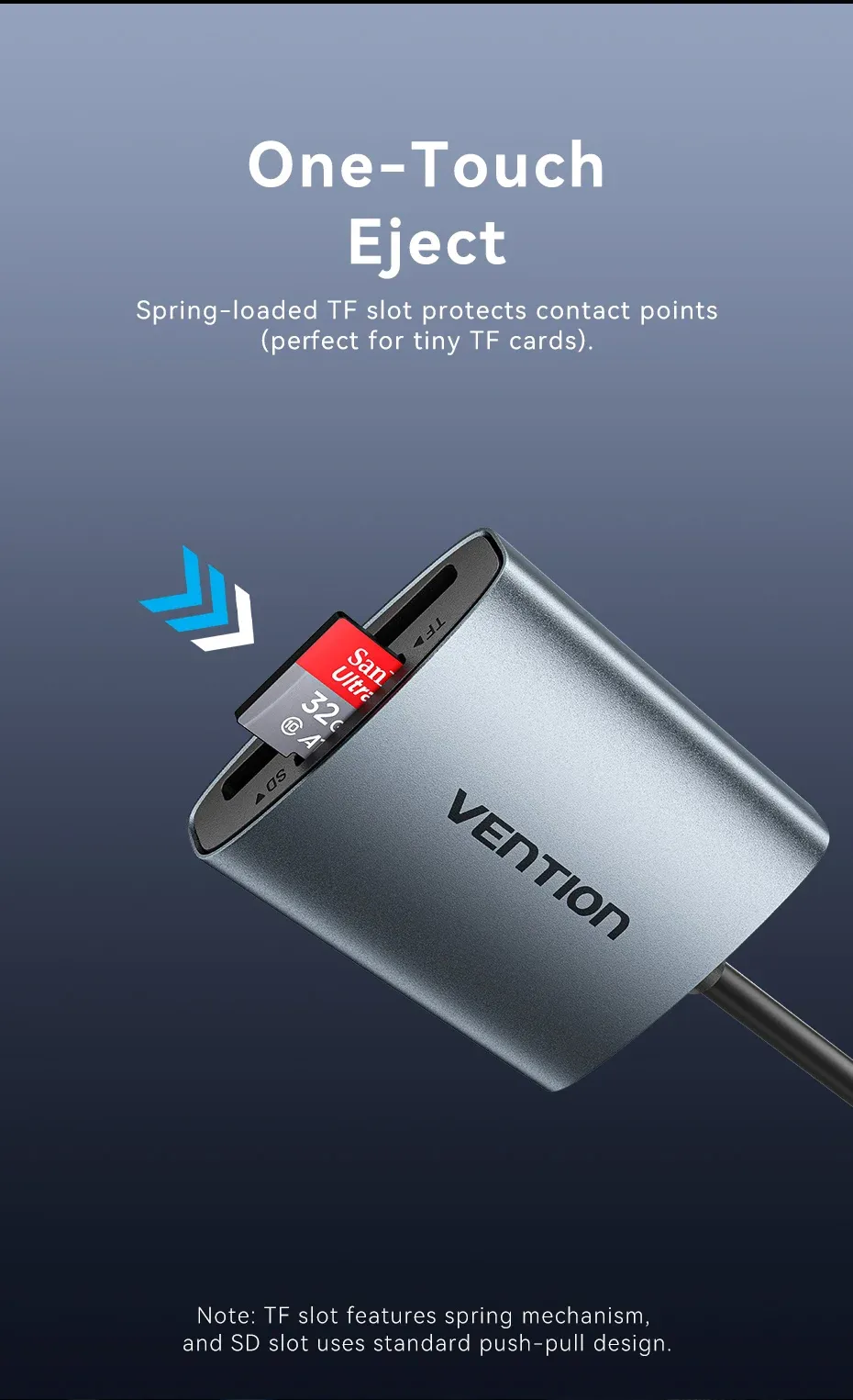 벤션 SD 4.0 듀얼 슬롯 USB-C 카드리더기