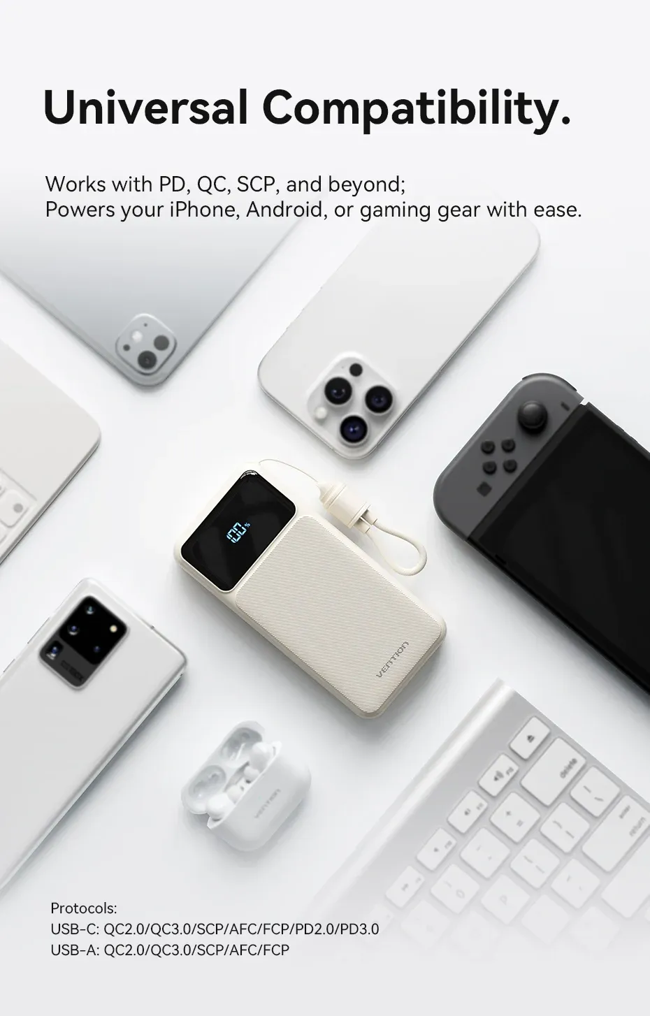 벤션 20,000mAh 23W 디지털 표시 휴대용 고속 보조배터리