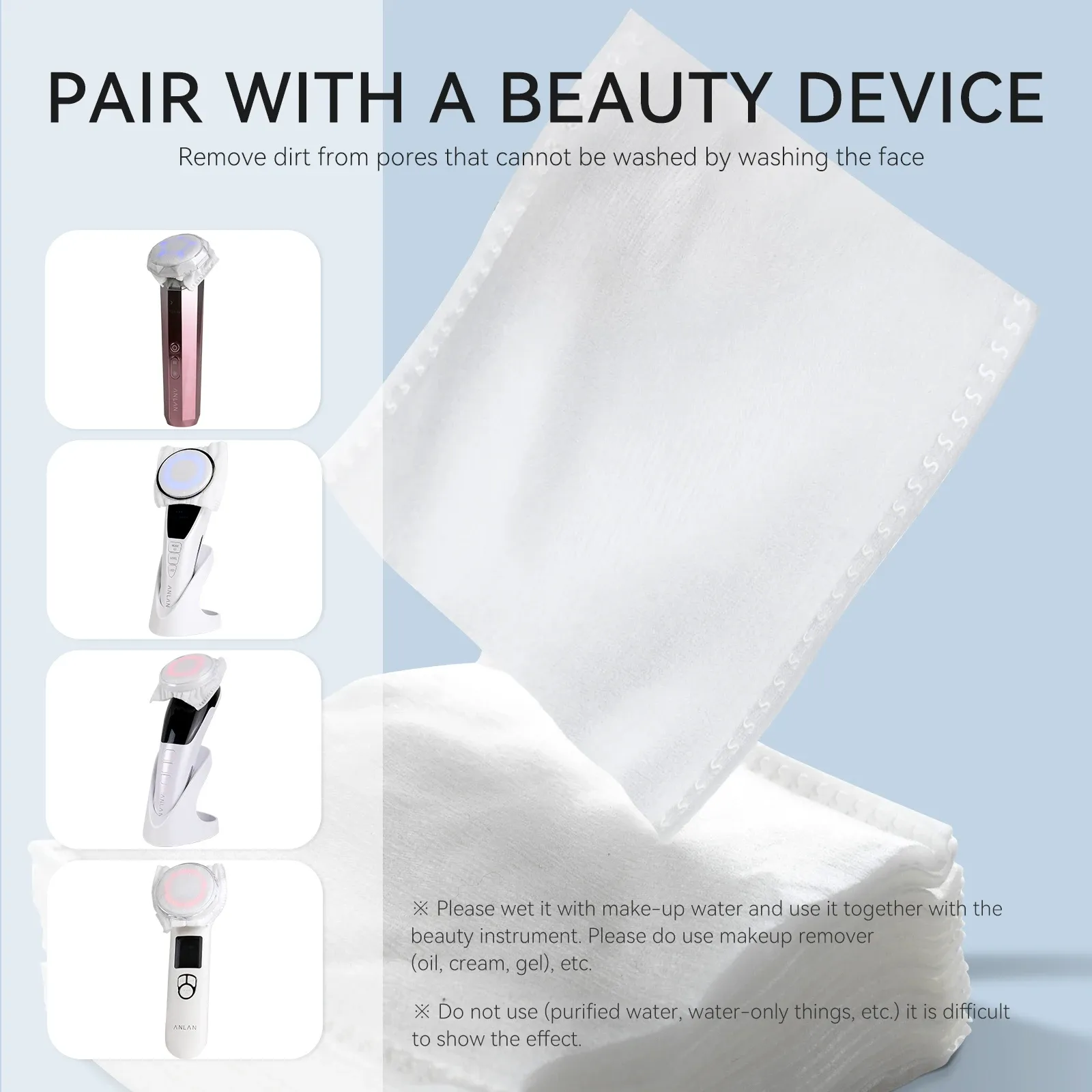 ANLAN 3중 레이어 두꺼운 양면 화장솜 150매