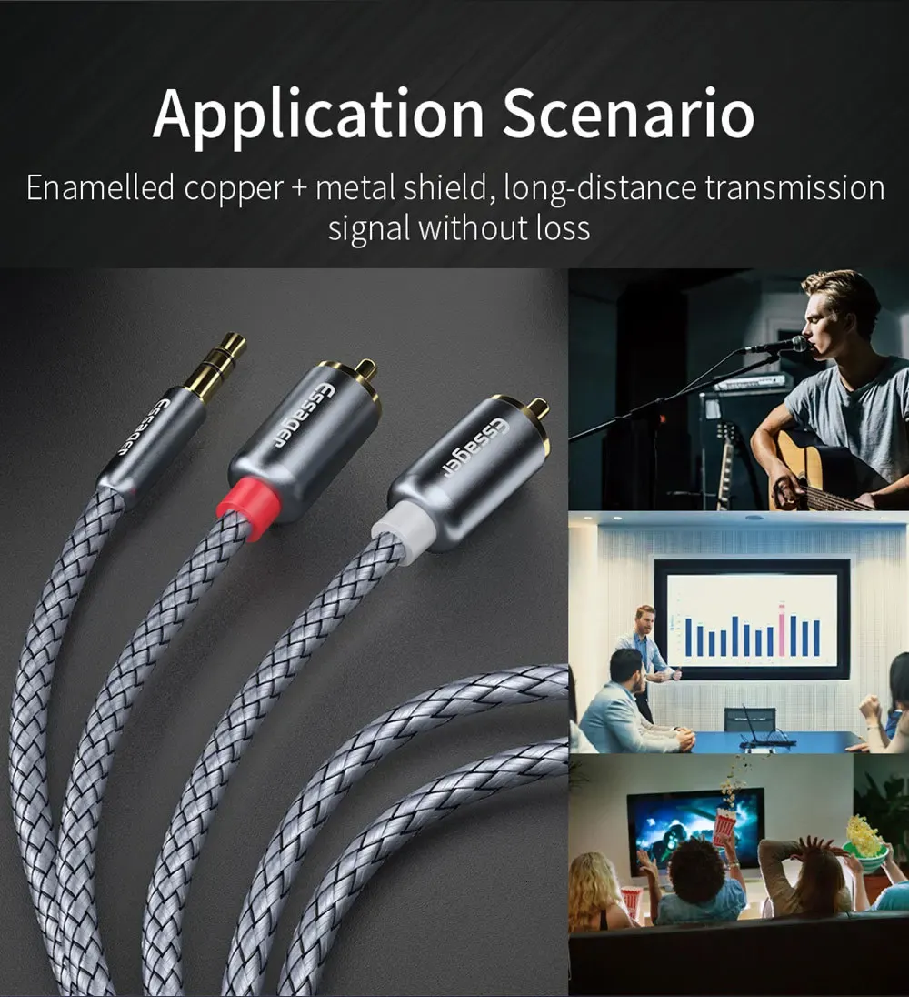 에사저 3.5mm-듀얼 RCA 오디오 분배 케이블