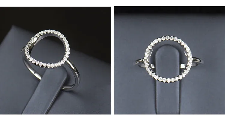 화이트 로즈 할로우 파베 925 실버 링