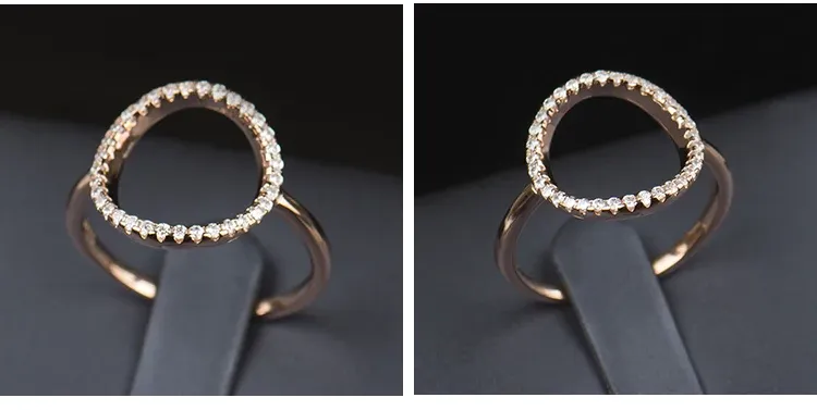 화이트 로즈 할로우 파베 925 실버 링