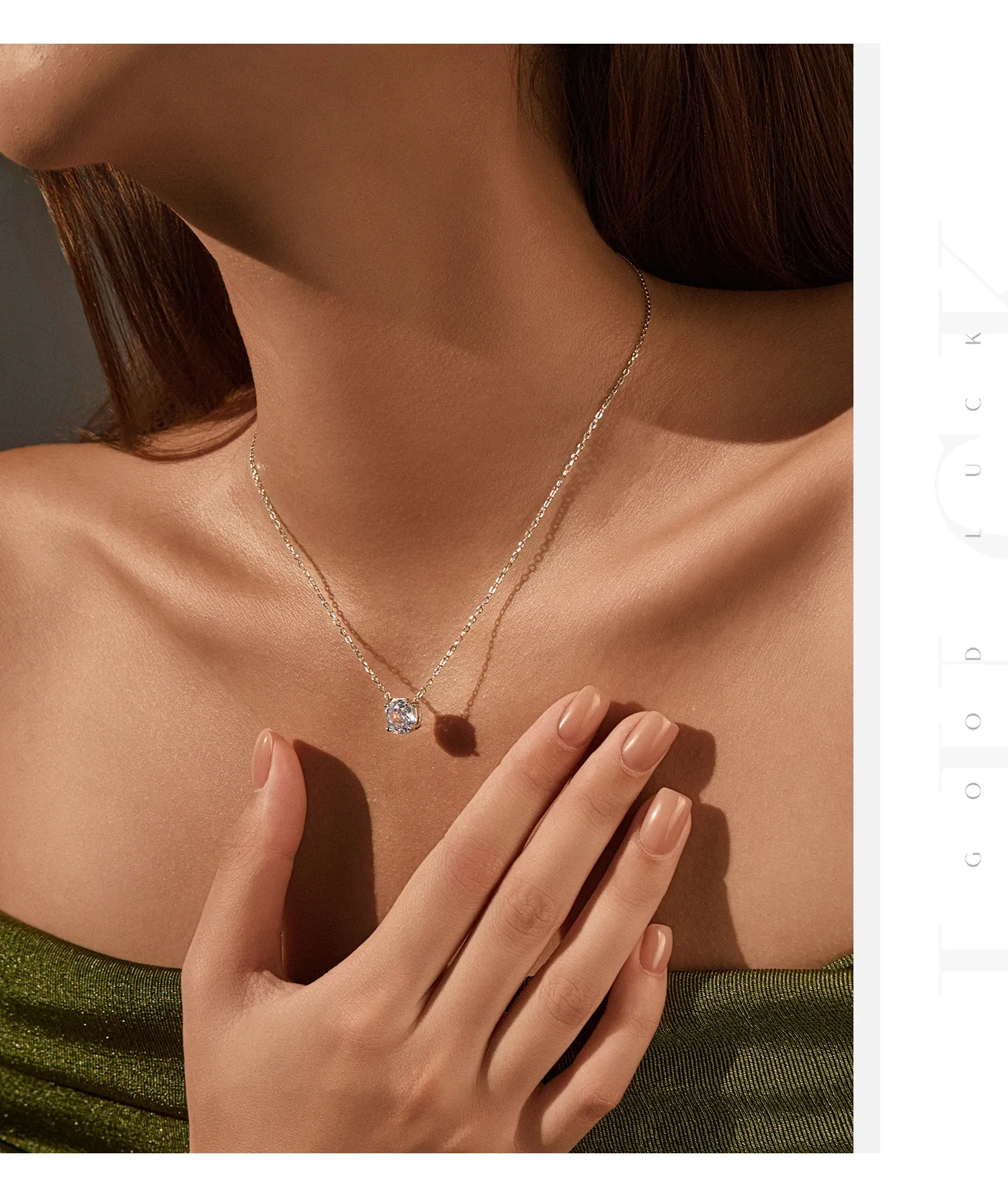 MODIAN 925 실버 멀티 컬러 팔각 로즈컷 지르코니아 펜던트 목걸이