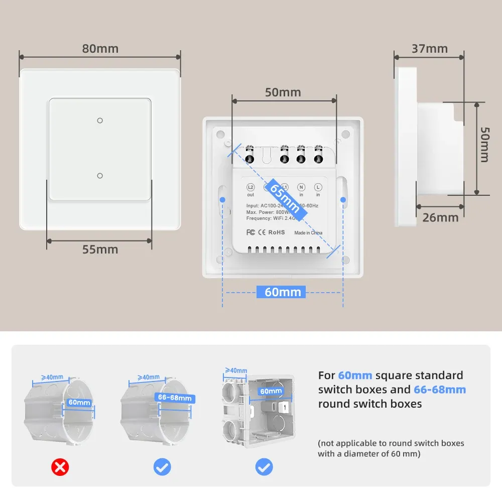 Tuya WiFi 스마트 커튼·블라인드 스위치 N-TS20/N-CS20