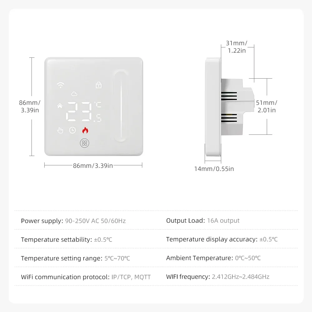 Tuya WiFi 슬라이드형 스마트 온도조절기 WT420