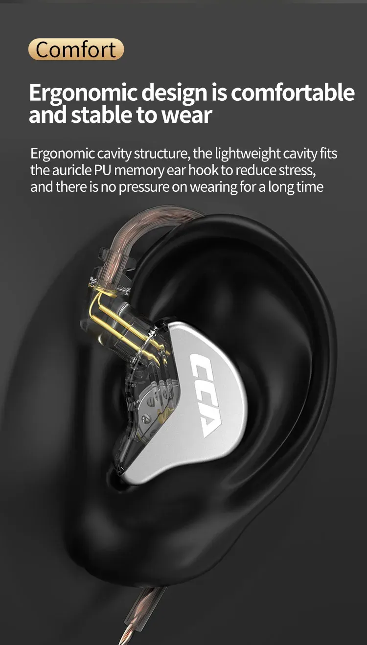 CCA CRA 0.75mm 유선 하이파이 인이어 모니터 이어폰