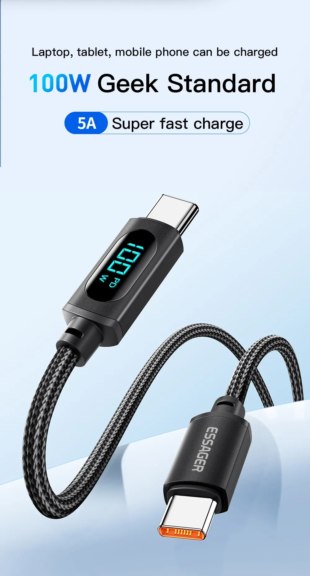 에사저 USB-C to C 디스플레이 PD 100W 고속 충전 케이블