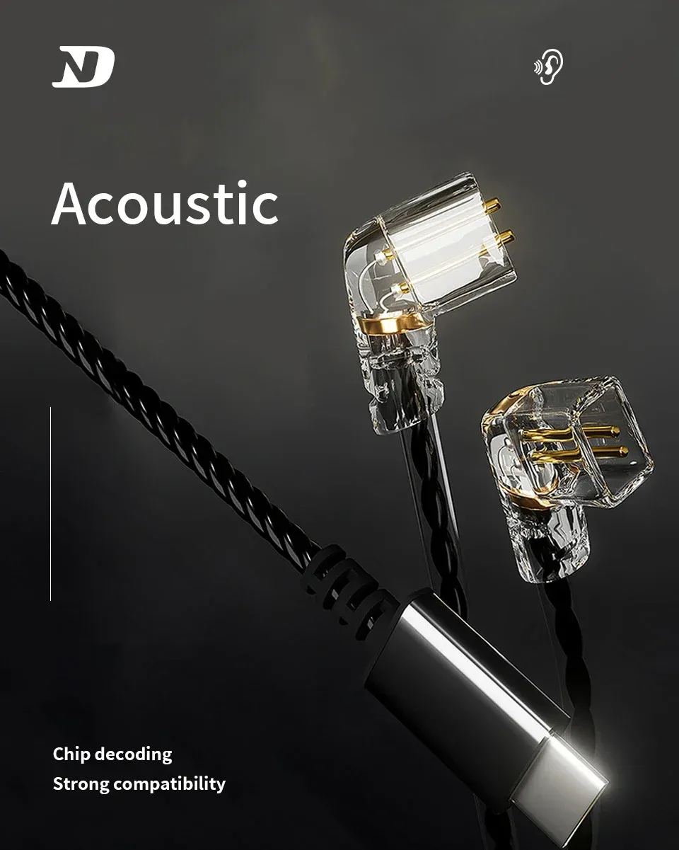 0.75mm 듀얼 핀 Type-C 이어폰 교체 케이블