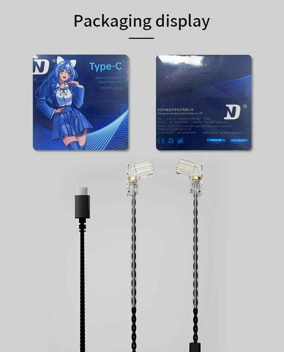 0.75mm 듀얼 핀 Type-C 이어폰 교체 케이블