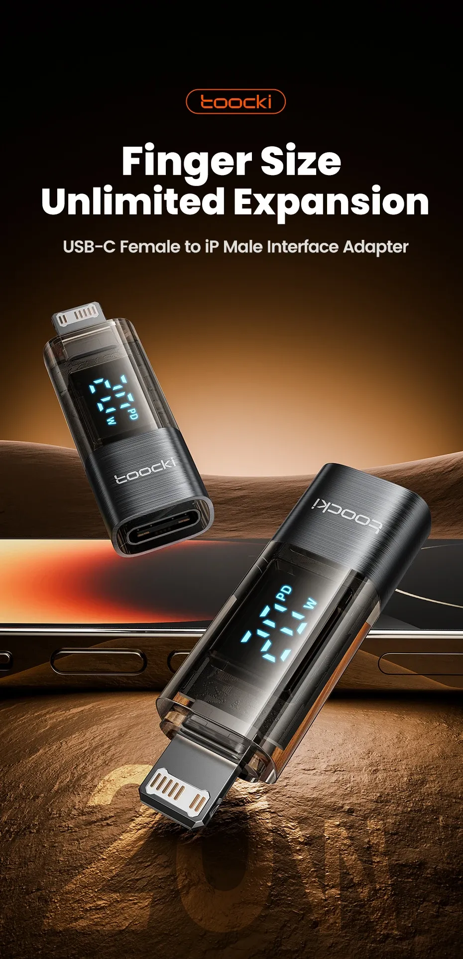 투키 USB-C 라이트닝 디스플레이 OTG 변환 어댑터 20W