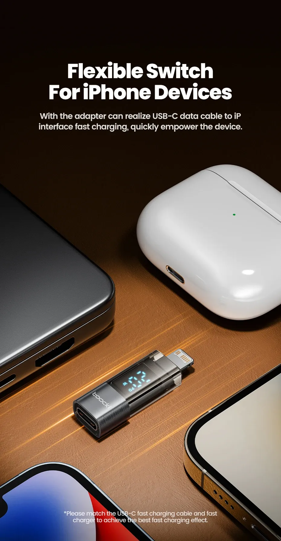 투키 USB-C 라이트닝 디스플레이 OTG 변환 어댑터 20W