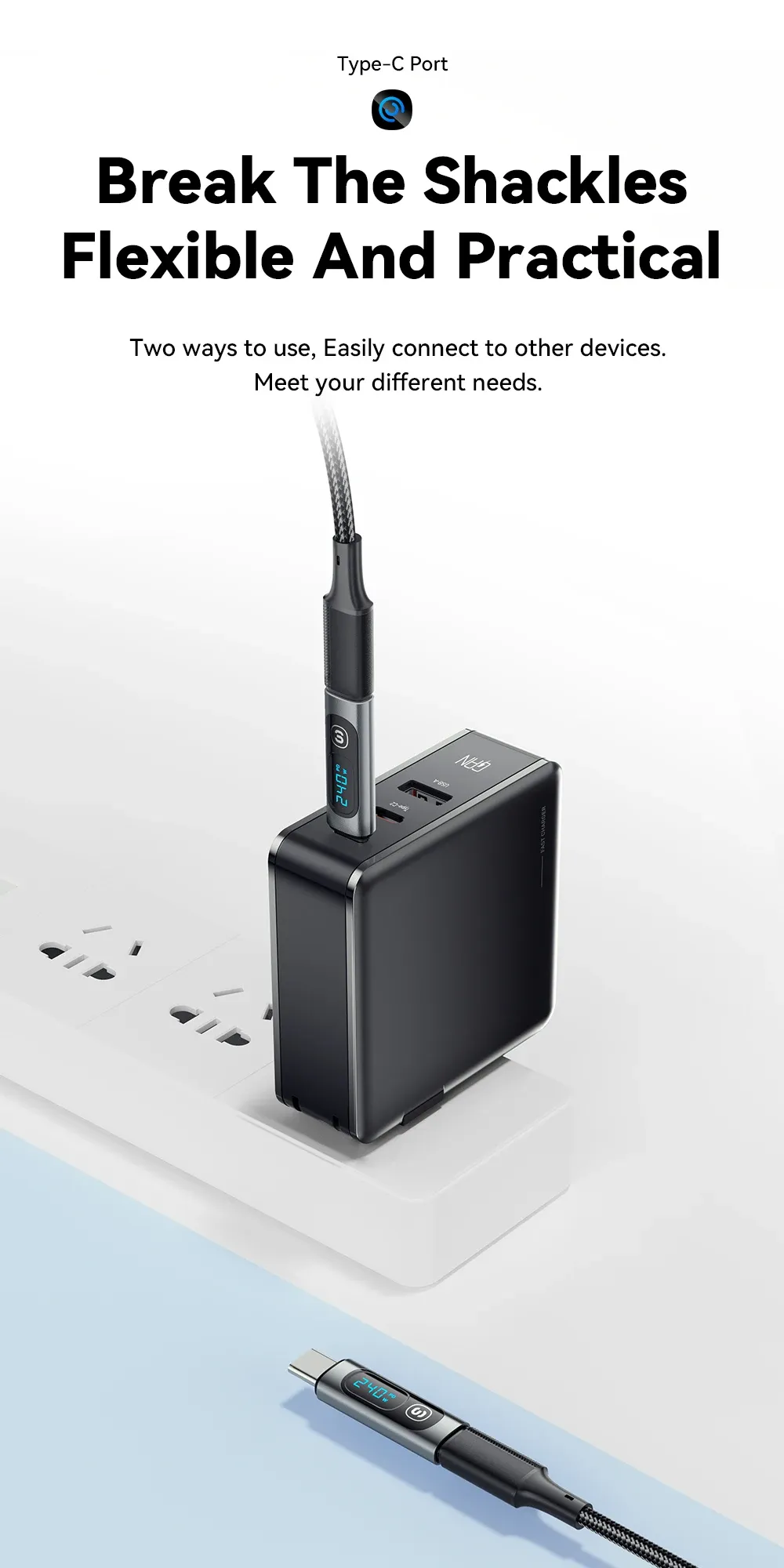 에사저 USB-C 240W 디지털 표시 OTG 데이터 어댑터