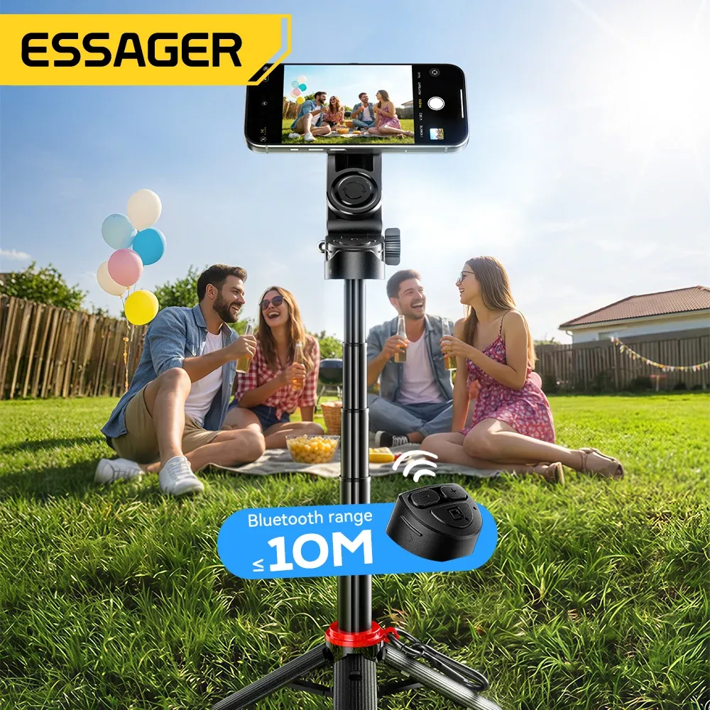 에사저 4-in-1 마그네틱 미니 셀카봉·360도 회전 블루투스 거치대