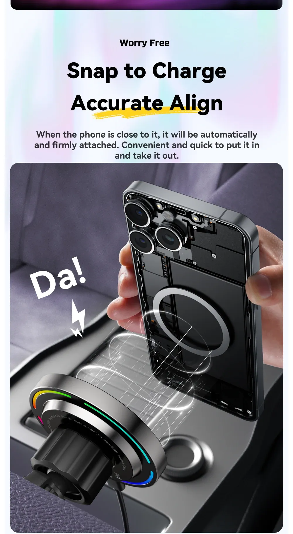 에사저 15W 마그네틱 무선 차량용 충전 거치대 360도 조절형