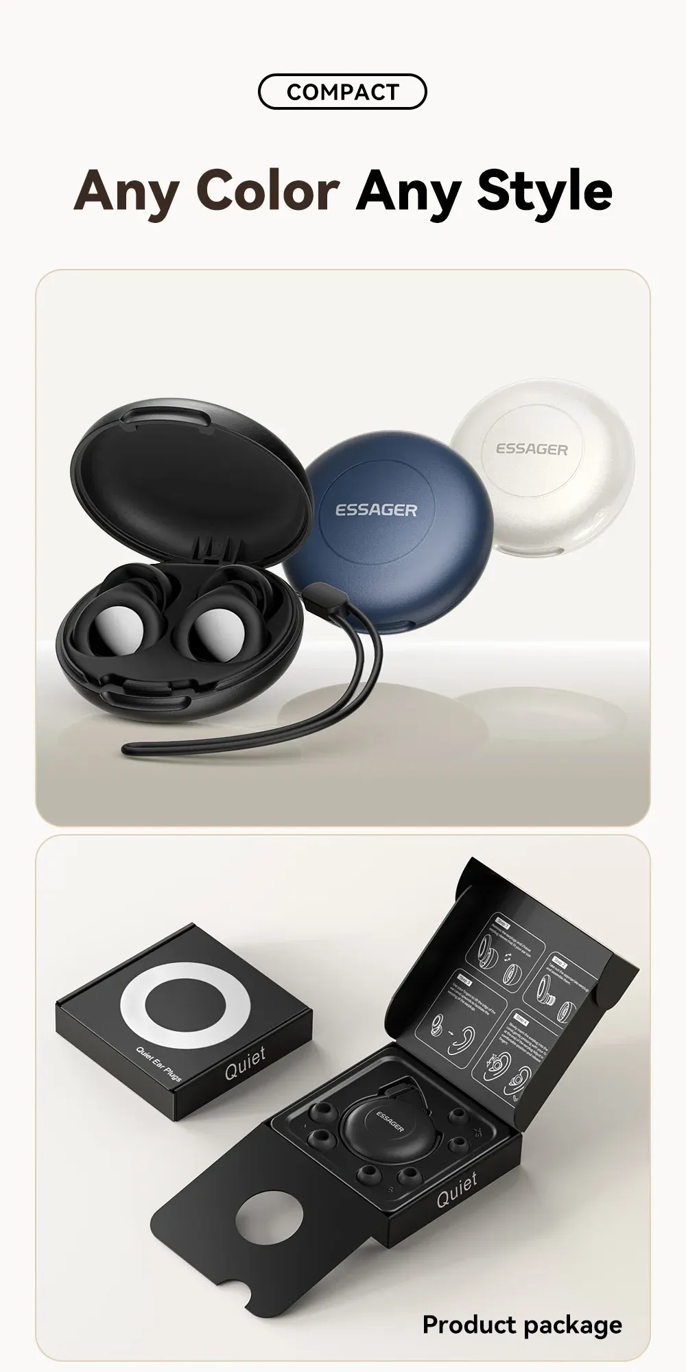 49dB 재사용 실리콘 수면 귀마개