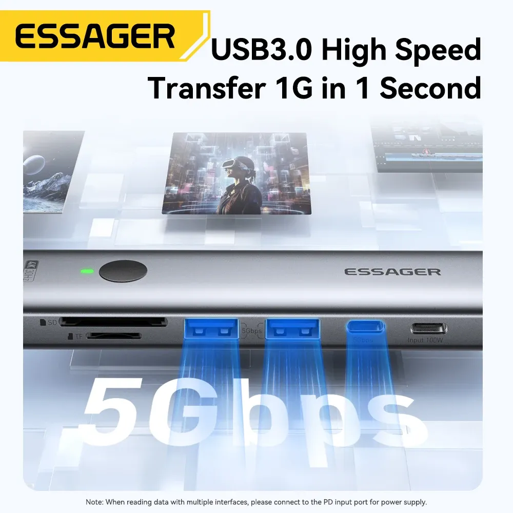 에사저 7-in-1 USB-C 멀티포트 허브 4K PD 100W