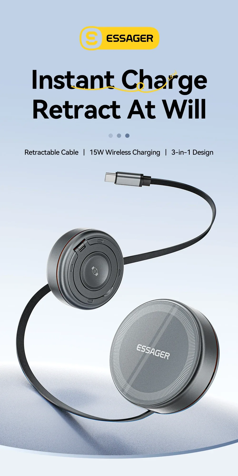 에사저 3기기 동시 마그네틱 무선충전 거치대