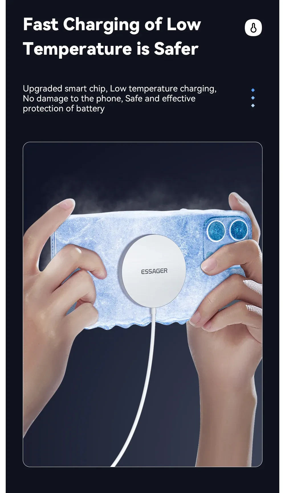 Essager 마그네틱 15W Qi 무선 충전기 케이블 포함형