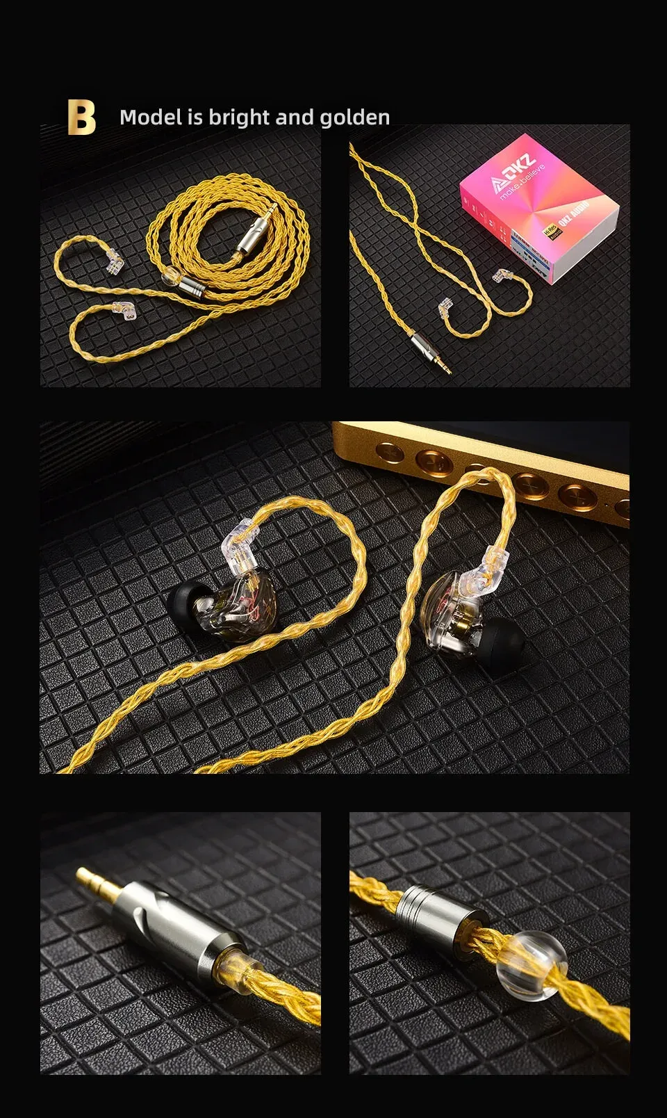 KZ QKZ T1 0.75mm 2핀 은도금 업그레이드 이어폰 케이블