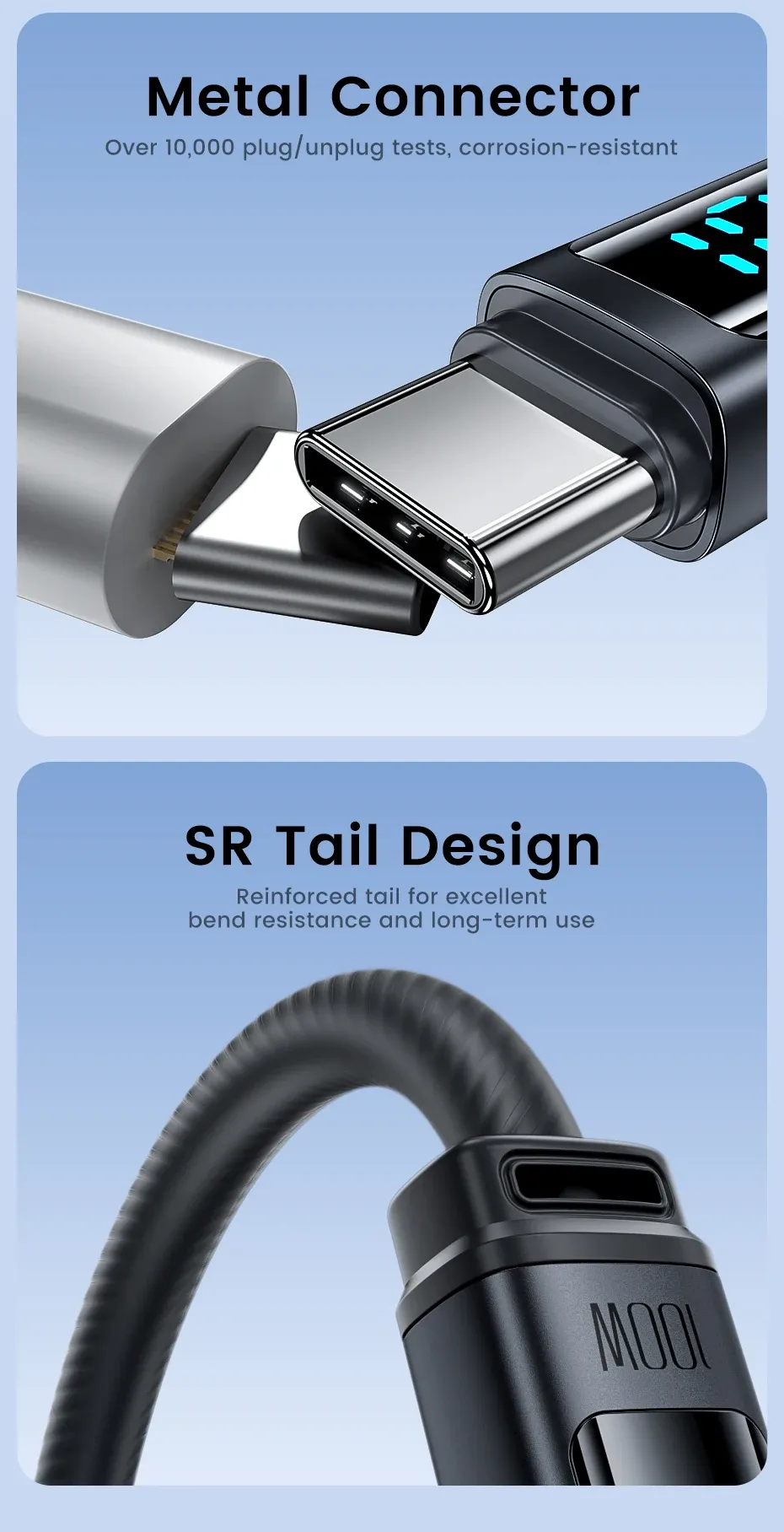 투키 100W LED 전력표시 USB-C to C 실리콘 고속 케이블