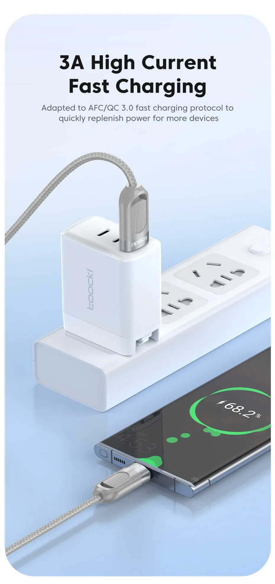 투키 스프링 브레이디드 USB-A to C 3A 충전 케이블 1.5m