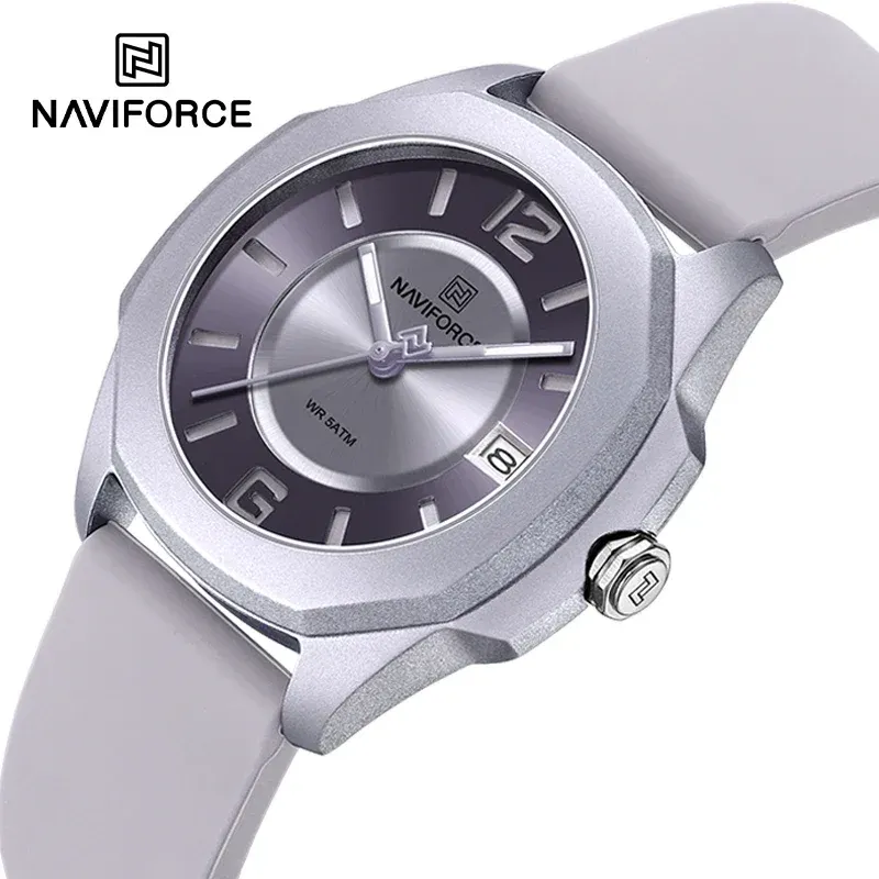 NAVIFORCE 여성용 7107 실리콘 캘린더 쿼츠 시계